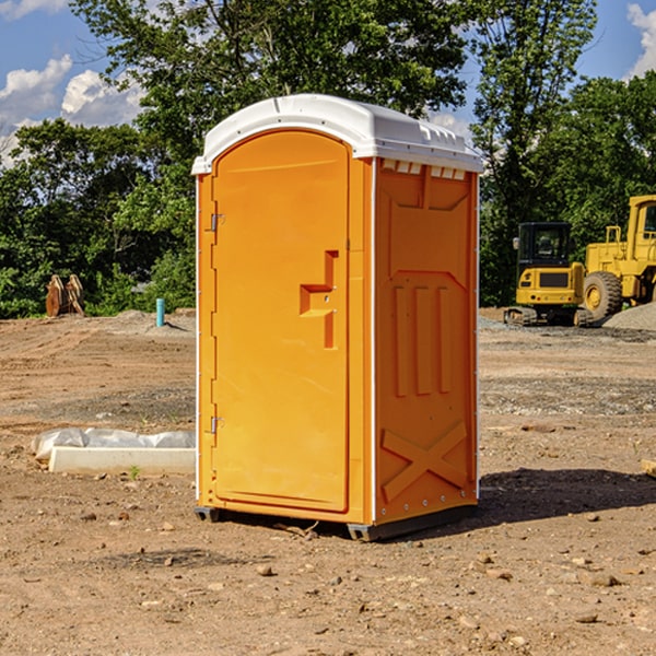 how often are the portable restrooms cleaned and serviced during a rental period in Cameron Mills